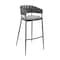 Armen Living Vigona Bar Stool in Black Metal with Gray Fabric and Faux Leather 840254335554 - alternate 1